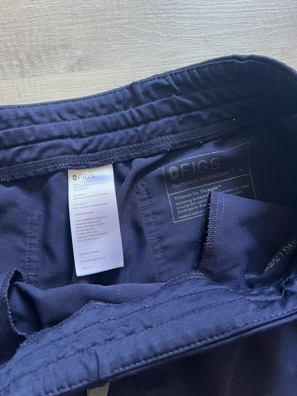 Figs Navy Drawstring Joggers Scrub Pants - Picture 4 of 5